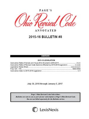 cover image of Page's Ohio Revised Code Annotated Legislative Bulletin Service